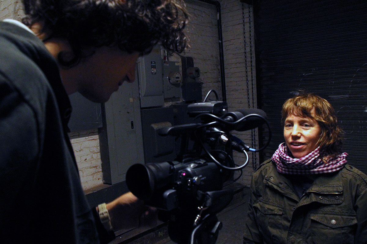 My Name Is Janez Janša, movie set: Darko Herič (left) and Kristin Sue Lucas