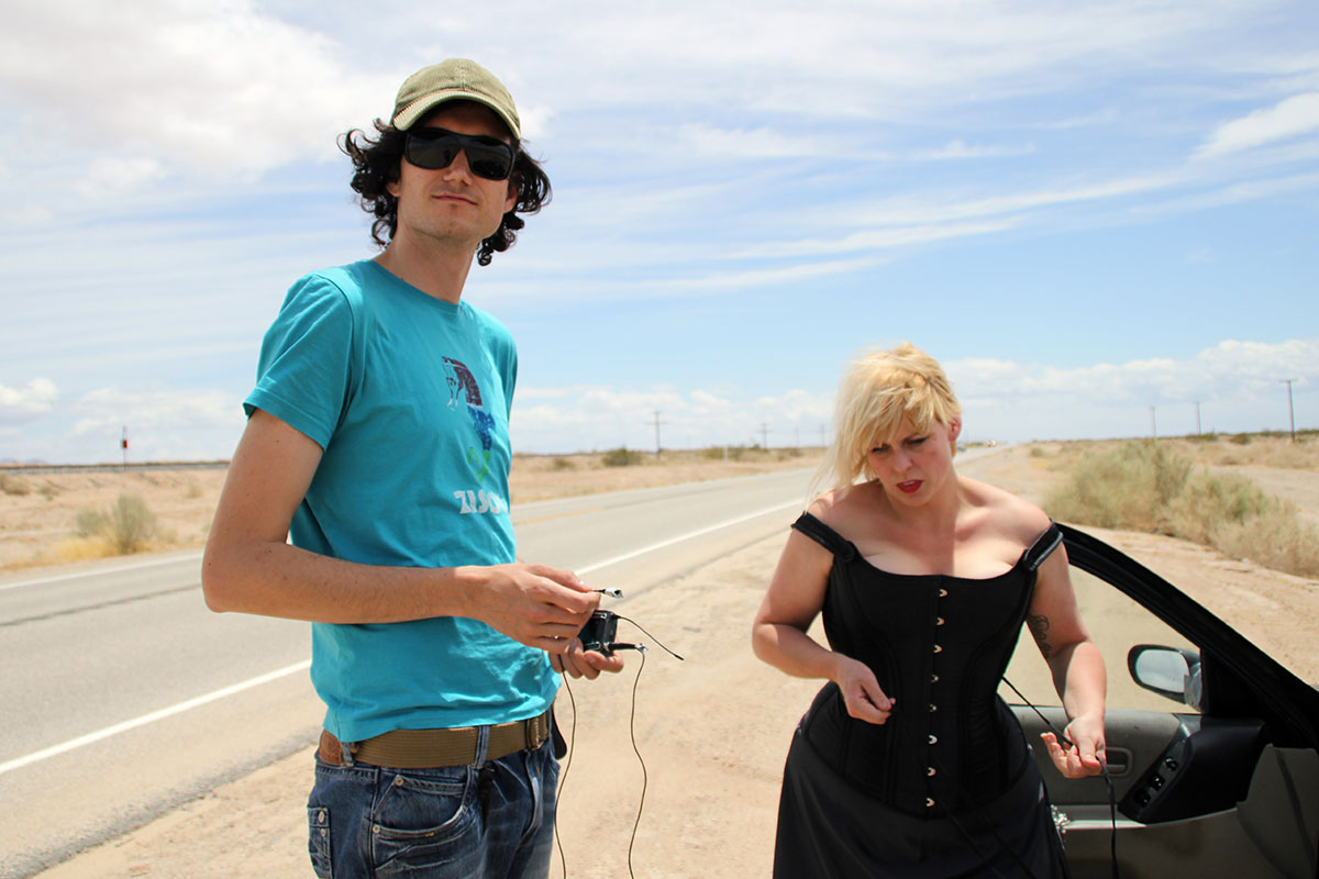 My Name Is Janez Janša, movie set: Darko Herič (left) and Juliana Snapper