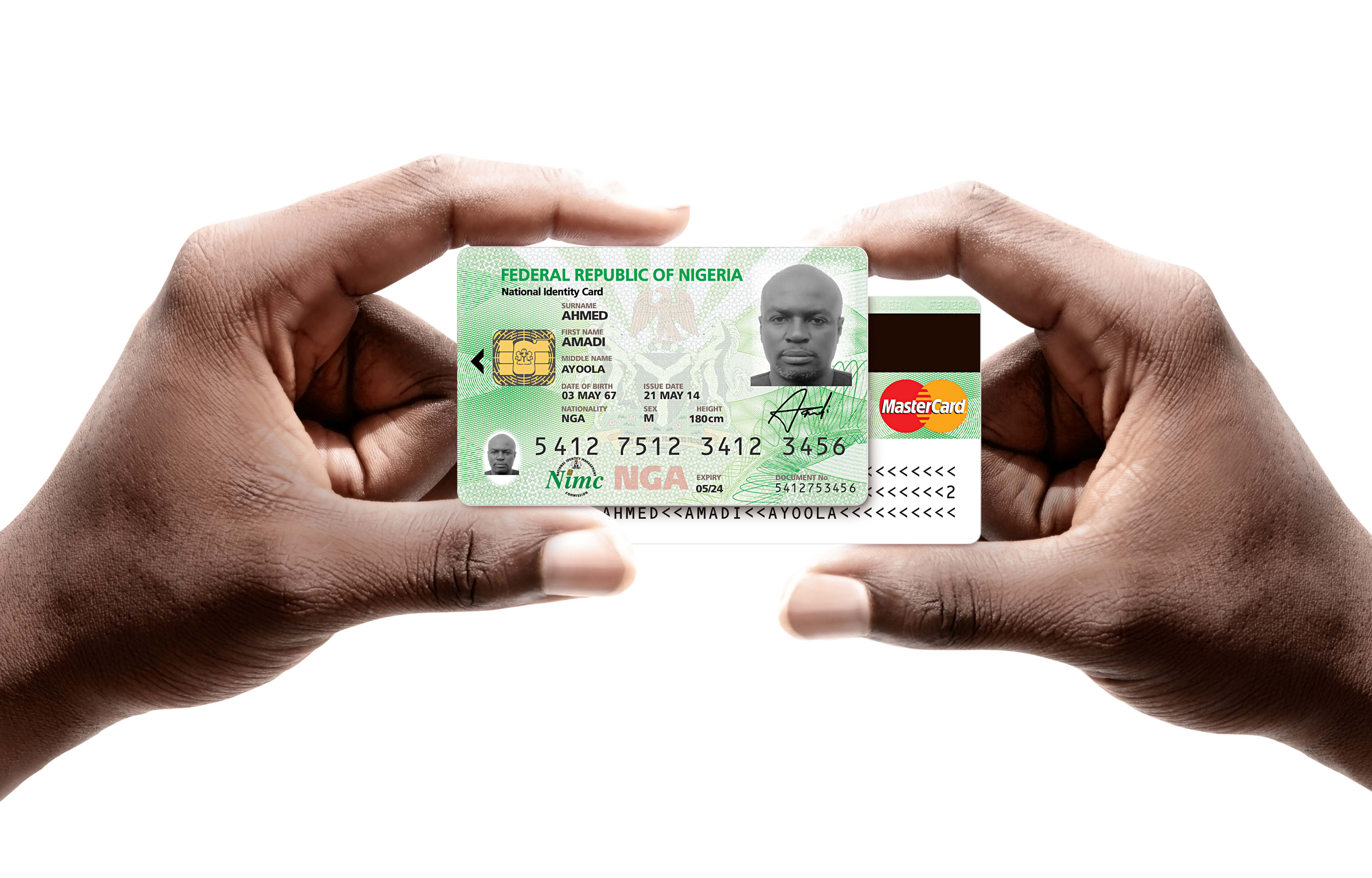 MasterCard-branded National Identity Smart Cards with electronic payment capability issued by the Nigerian National Identity Management Commission (NIMC). Photo: MasterCard